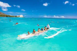 Outrigger Canoe Surfing in Waikiki, Oahu