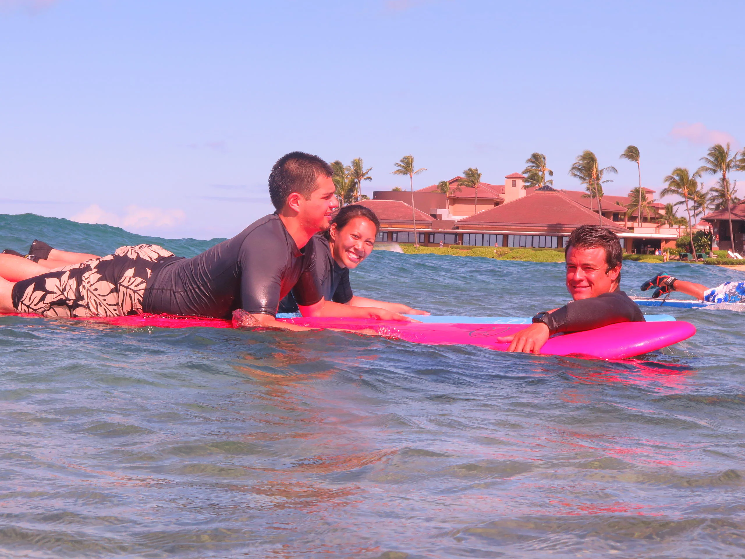 Hawaiian Style Surfing Semi-Private Surf Lesson on Kauai — Two Students per Instructor