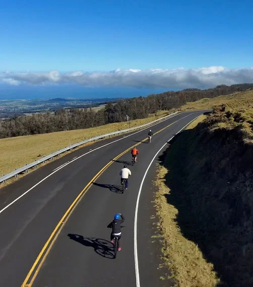 Rider on an unguided Haleakala downhill bike ride with Maui Bombers