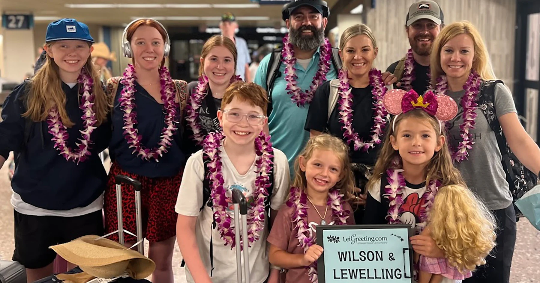 Fresh leis prepared for a large group arriving together at Kahului Airport